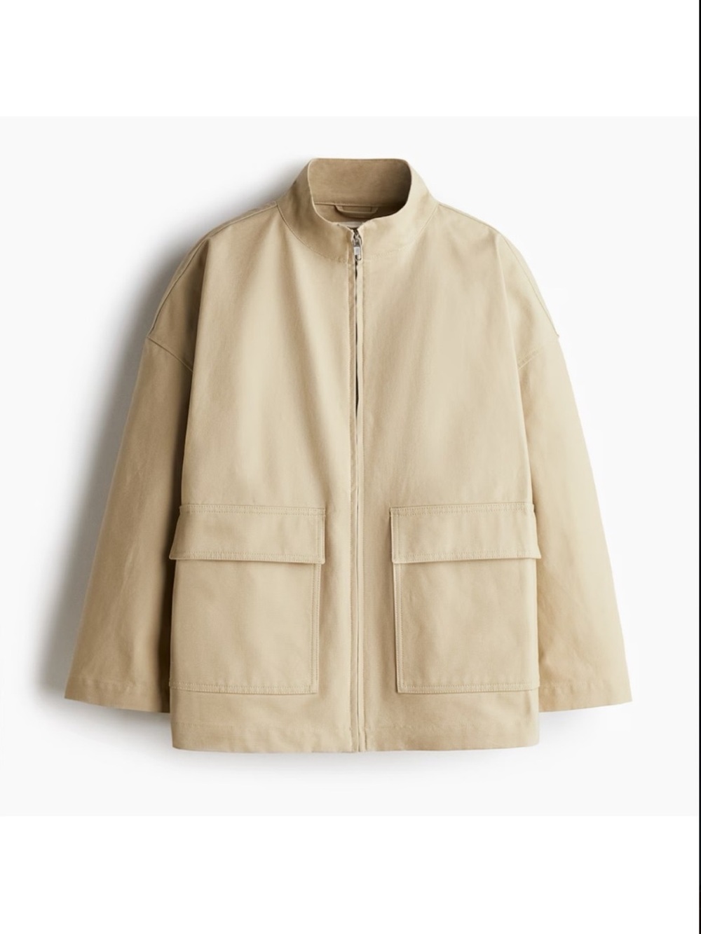NWT H&M Light Beige Stand up collar utility chino Jacket